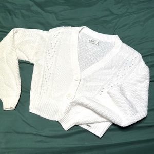 Hollister White Button Up Cardigan